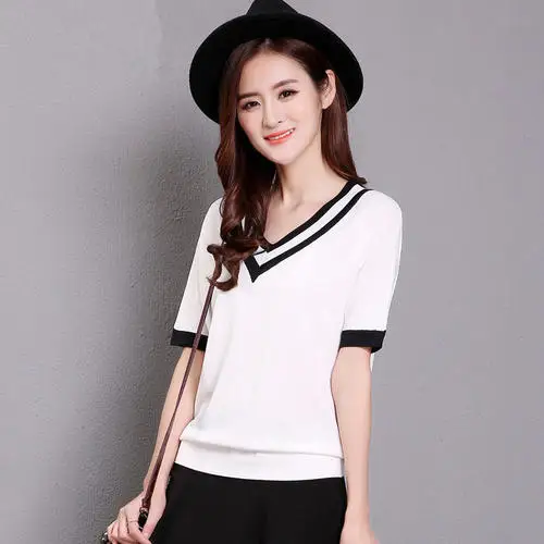 

blue Summer 2020 short sleeve t shirt Women Top Garment