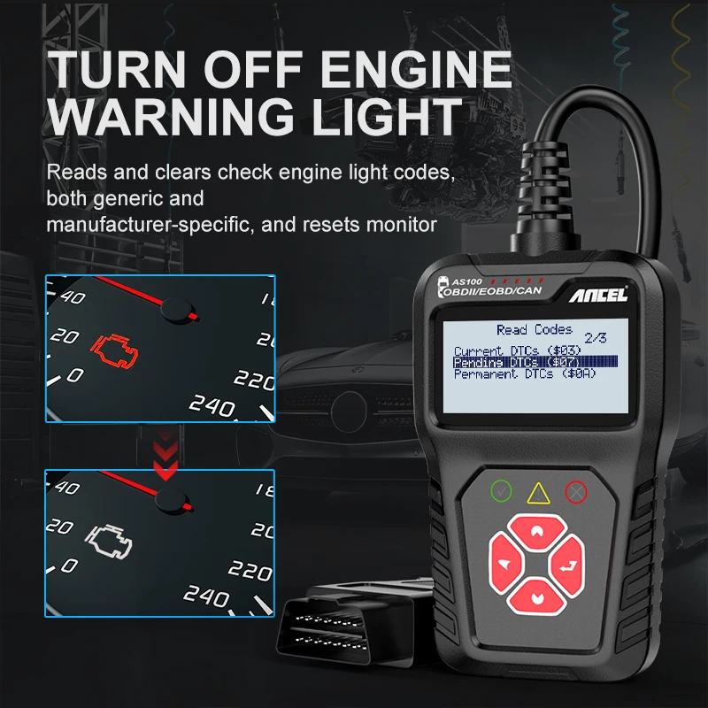 Автомобильный диагностический сканер Ancel AS100 Obd2 для считывания кодов PK ELM327 V1.5 |