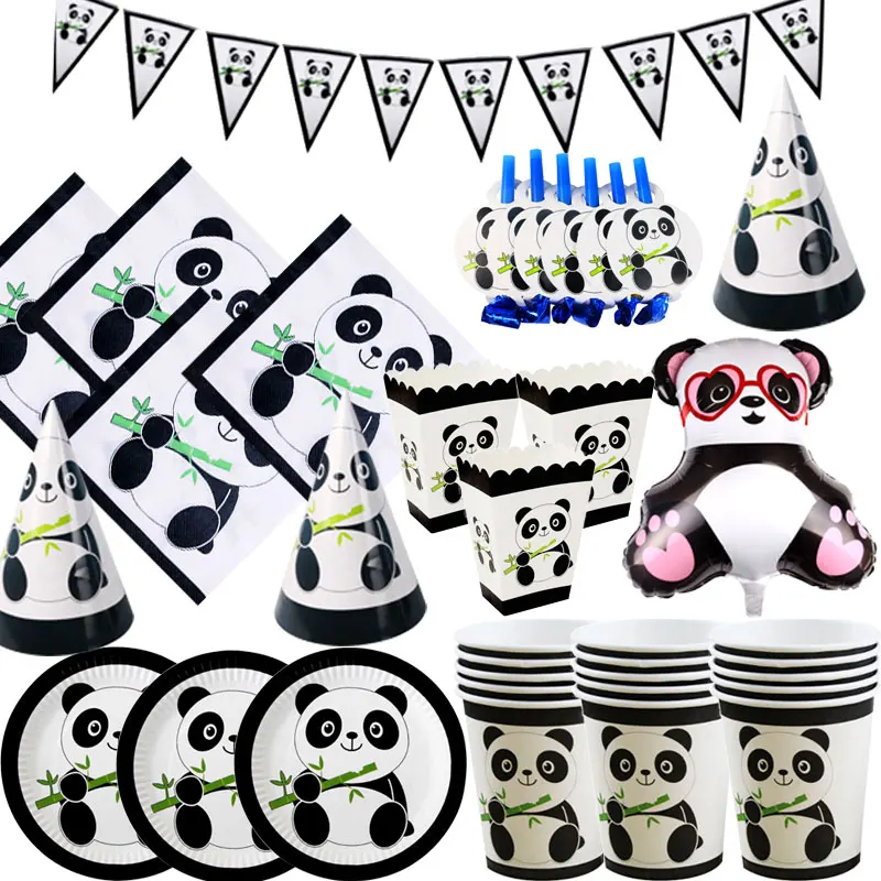 С мультипликационным принтом панда тематическая вечеринка на день рождения