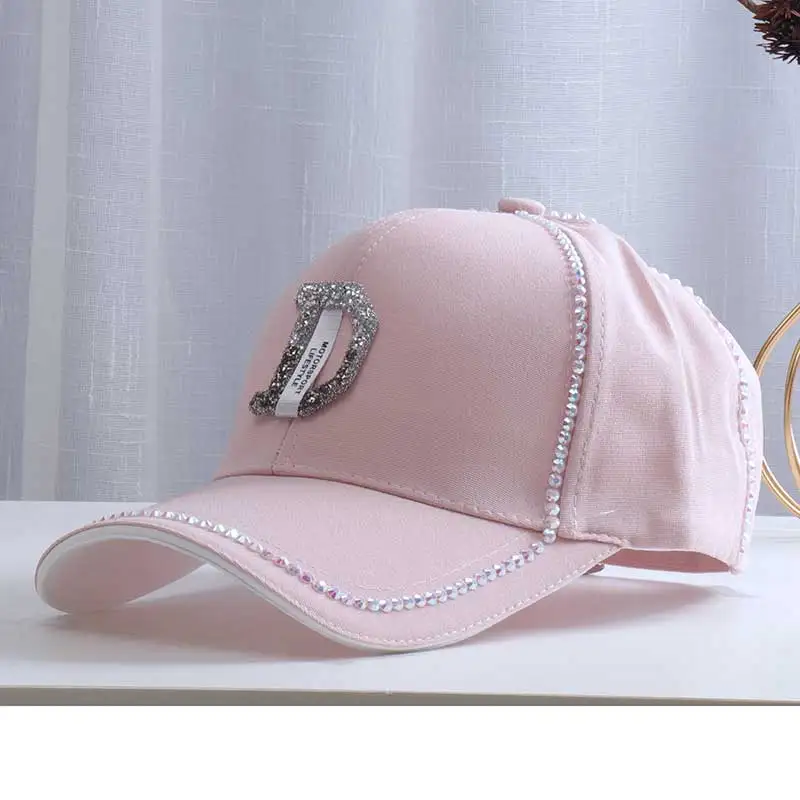 

2021 New Rhinestone Baseball Caps Women Colorful Diamond Caps D Letter Hip-pop Hat Casual Snapback Cap Female Casquette Sun Hat