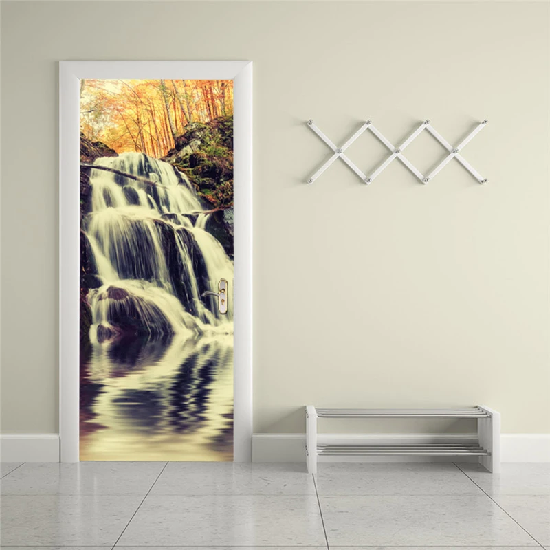 

Самоклеящаяся наклейка на дверь, водопад, пейзаж, искусство, украшение для дома, крышка для двери, настенная наклейка, отделка крыльца под фр...
