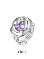 yvmin yvmin ripple 2021 spring and summer series square purple gem expansion ring s925 silver