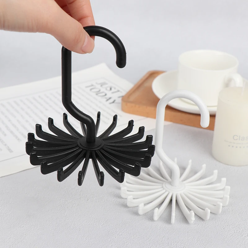 

Neck Tie Holder Space Saving Multifunction 1 PC Plastic 20 Hooks 360 Degree Rotating Belt Rack Neck Tie Hanger