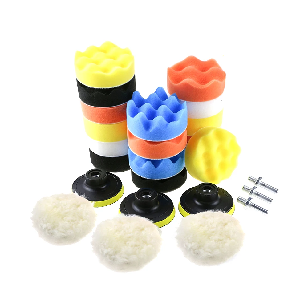 

25PC M10/14 Car Polishing Sponge Pads Kit Buffing Waxing Foam Pad Buffer Set Polisher Machine Wax Pad for Remove Scratches Drill