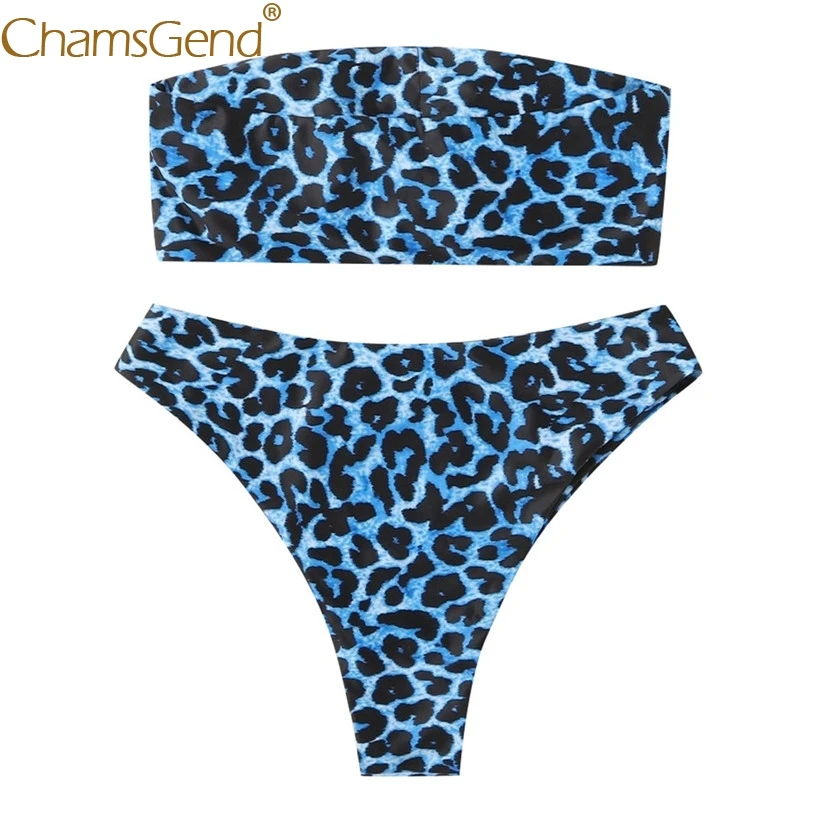 Женский комплект бикини без бретелек с леопардовым принтом бразильский женский