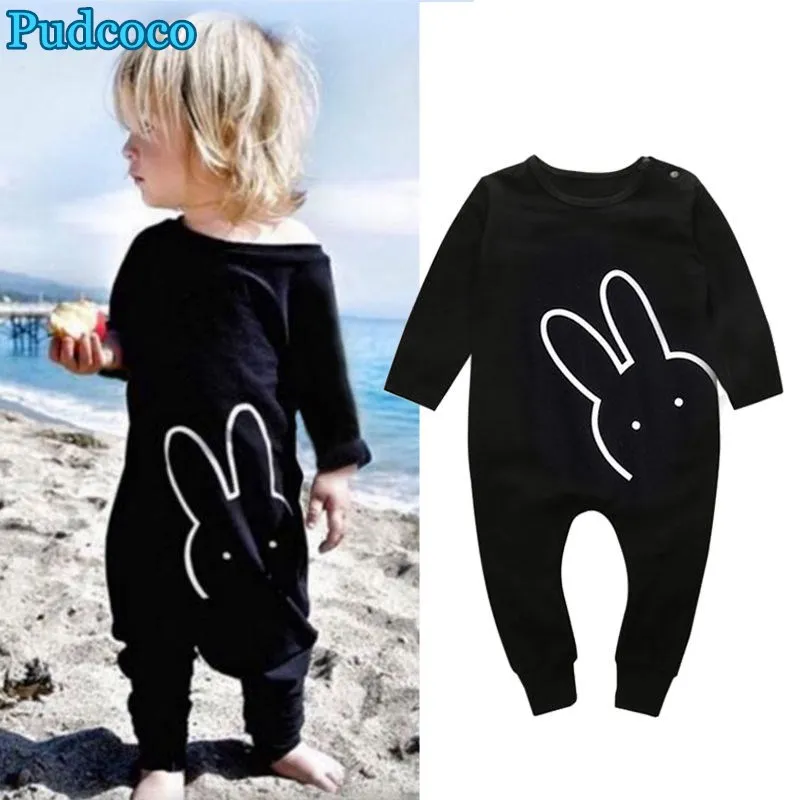 

Baby Boy Girl Winter Warm Long Sleeves Cute Romper Rabbit Jumpsuit Infant Kids Clothes Casual Black Outfits SS