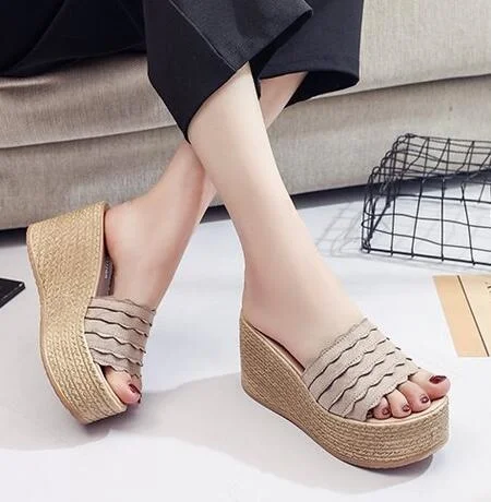 

Summer Buckle Women's Sandals Velvet Flock Fish Mouth Fashion high Heel Platform Open Toes Women Sandals Shoes Drop Shipping