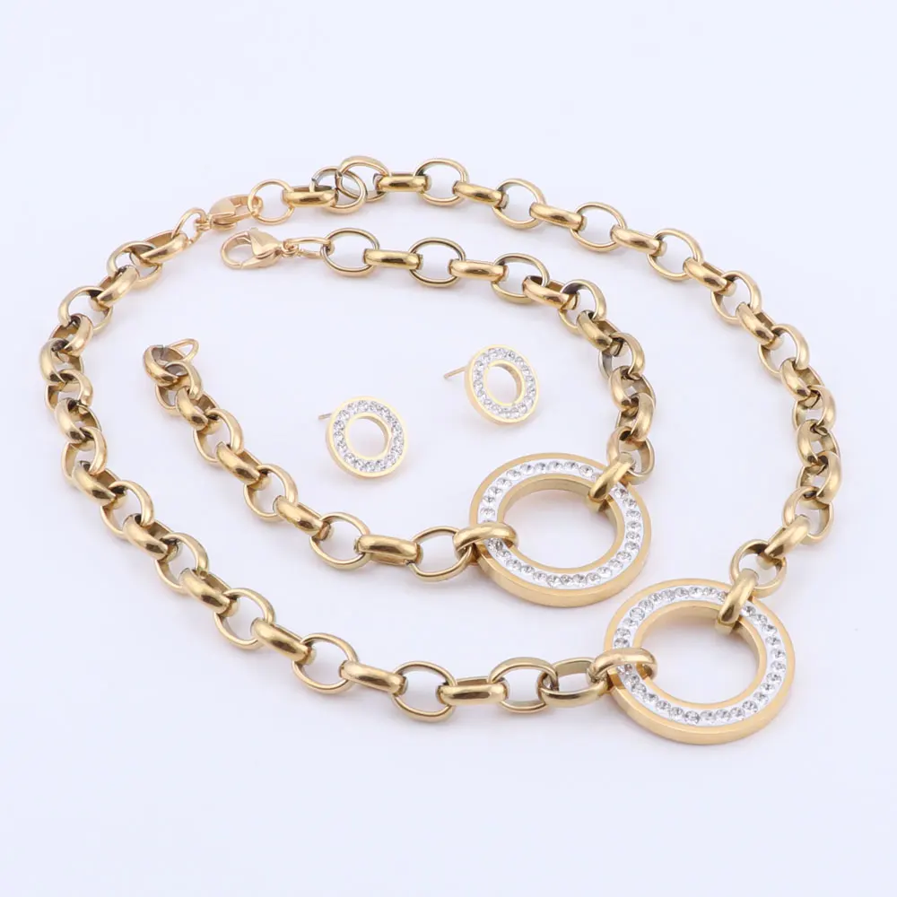 CYNTHIA горячая распродажа ювелирные наборы из нержавеющей стали женские круглые
