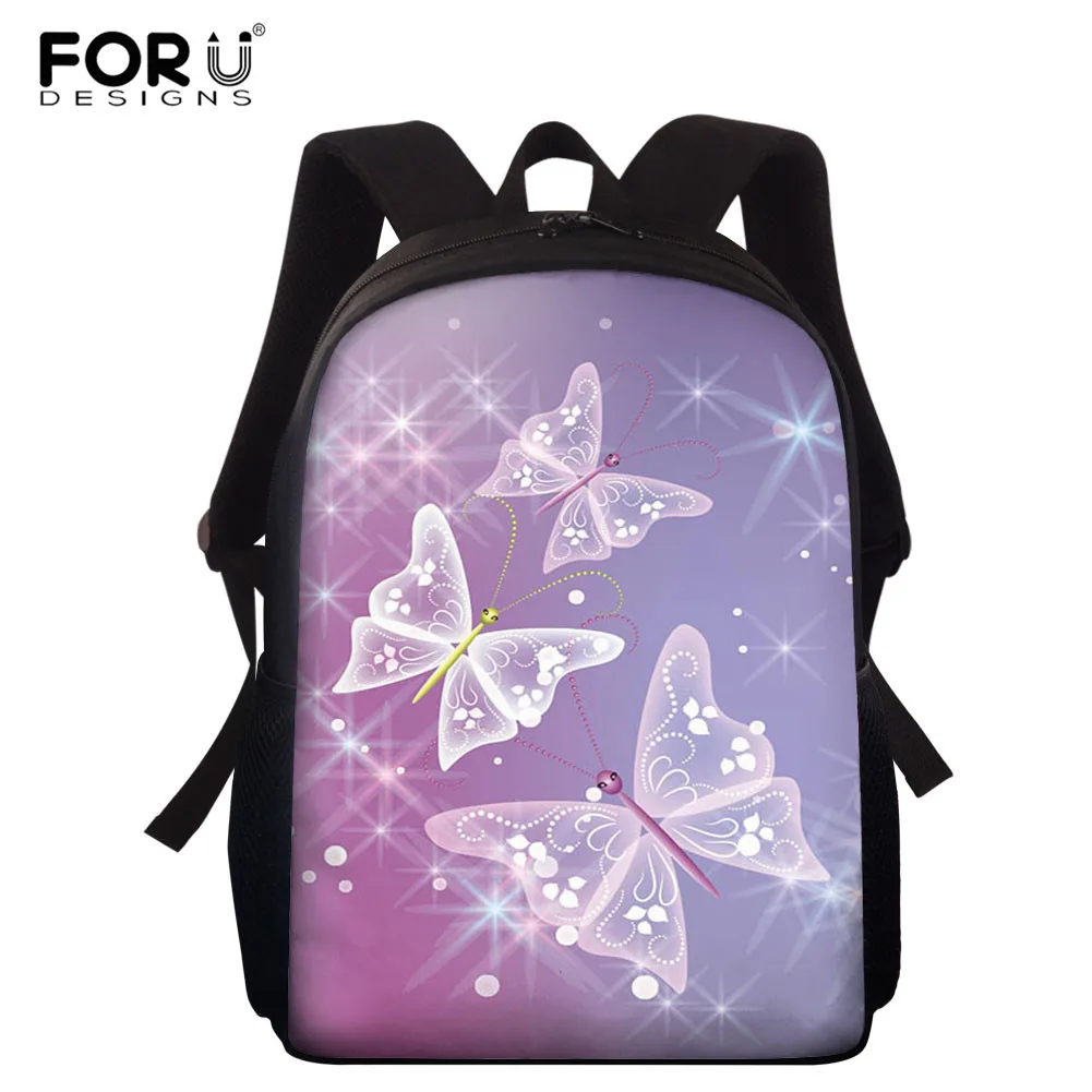 

Школьный рюкзак FORUDESIGNS для мальчиков и девочек-подростков, вместительный студенческий ранец с красивым художественным Рисунком бабочки, до...