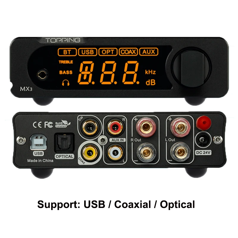 TOPPING MX3 аудио усилитель USB DAC Hifi Bluetooth Amp PCM5102A цифровой с усилителем для наушников на