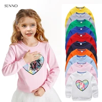 girl sequin hoodies childrens cotton top casual big girl transform sequin tshirt long sleeve winter autumn baby girl clothes