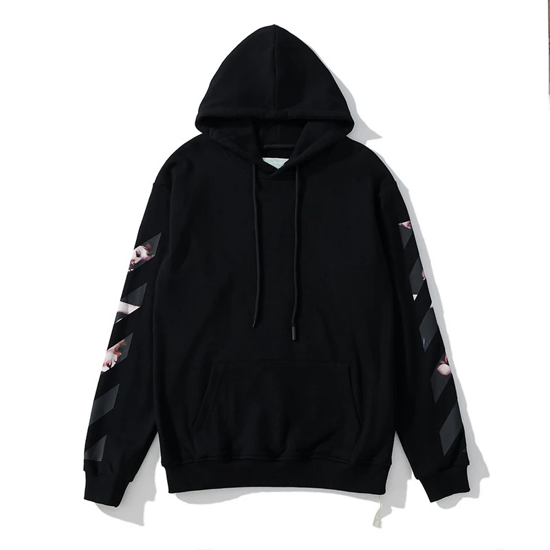 

Off Luxury Designer Brand Logo Unisex Hoodie Arrows black white Stweatshirt Streetwear Men Women Loose Pullover Top