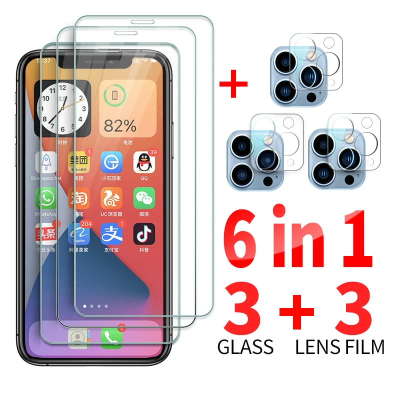 Фото - Закаленное стекло для iPhone 11 12 Pro Max 12 mini X Xr Xs Max, Защитное стекло для экрана iPhone 11, 12, 13 Pro, объектив камеры HD 6 в 1 защитное стекло coteetci lens film на объектив камеры для iphone 12 pro max 6 7 черный