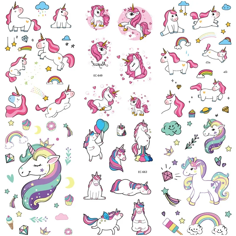 Мультяшная Русалка Единорог динозавр временная татуировка наклейка для детей