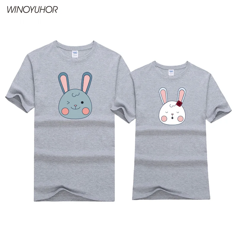 

New Fashion Couple T-shirt 2020 Summer Lovers T Shirt Women Men Funny Cartoon Rabbit Print T Shirts Gifts For Lover