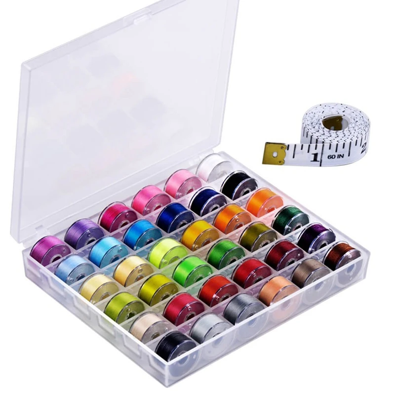 36 Pcs Bobbins and Sewing Threads with Case Soft Measuring Tape for Brother Singer Babylock Janome Kenmore | Дом и сад