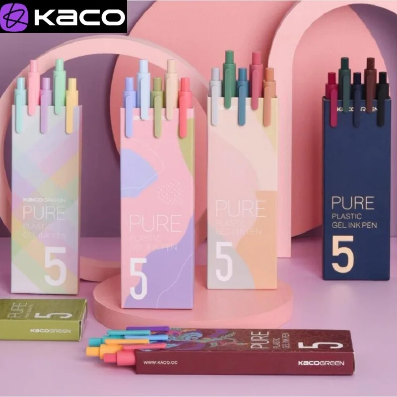 

Xiaomi Kaco Retro Chinese Style Gel Pen 5pc/10pc Pack 0.5MM Color Ink ручка Sign Pens Write Smoothly Office Student Stationery