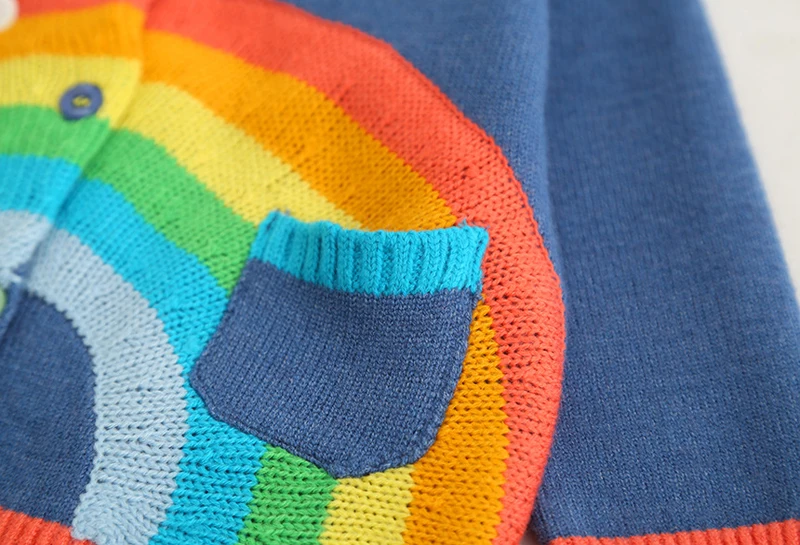 SAILEROAD 2 7лет Радуга Вышивка вязаный свитер для девочки Осенний кардиган мальчиков