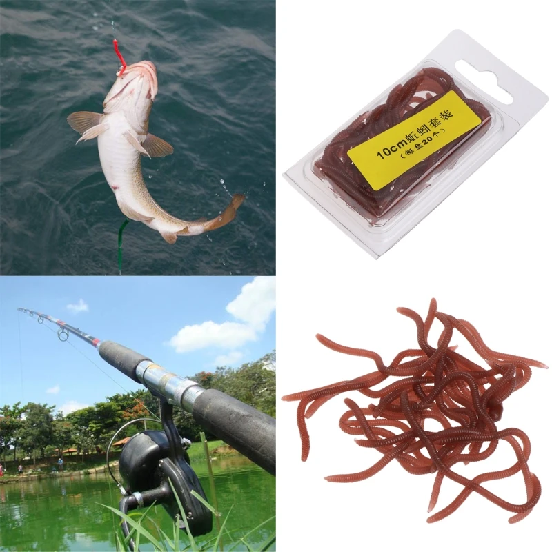 

1 Box Fishing Bait Artificial Earthworm Soft Elastic Worms 10cm Trout Lure Smell