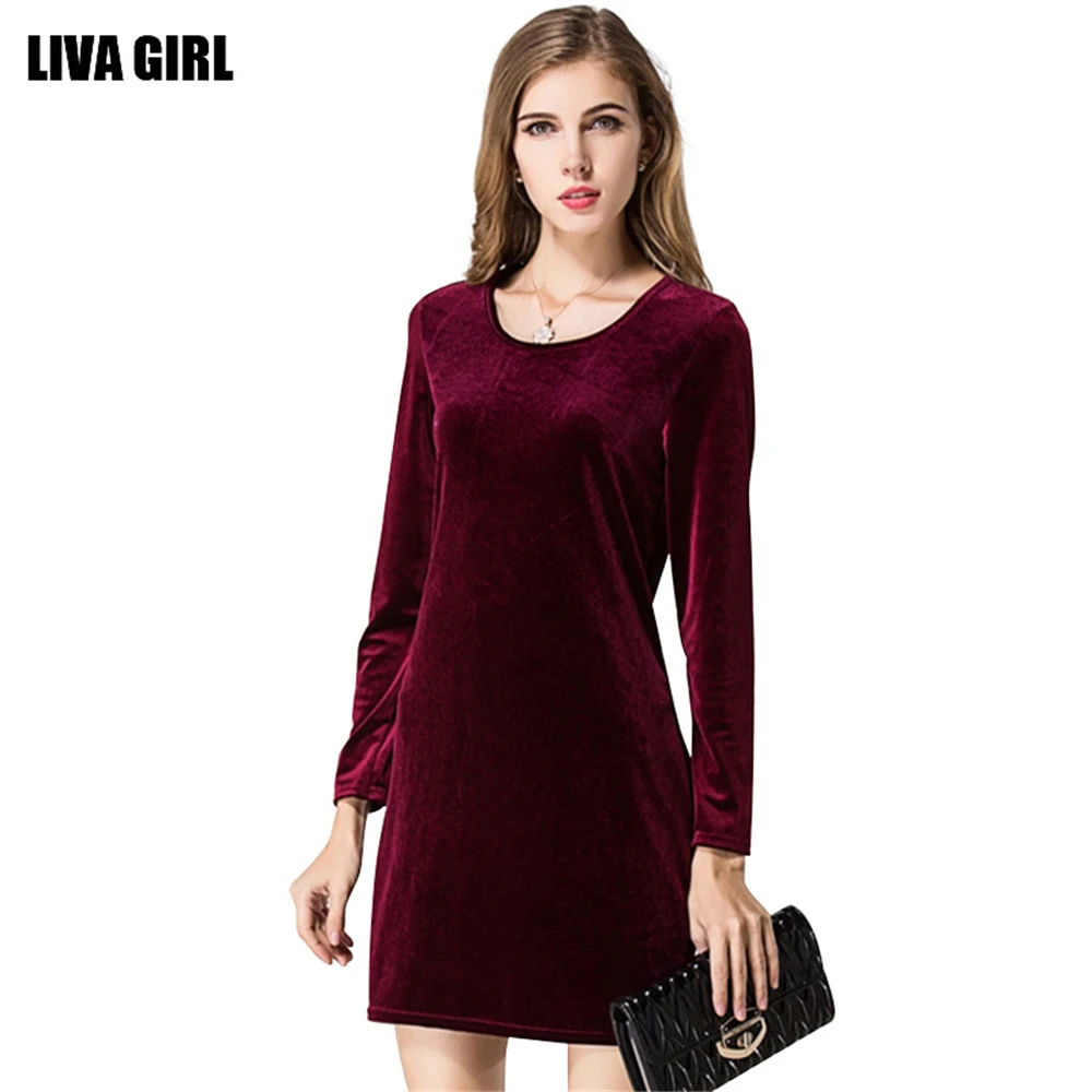 Женское короткое бархатное платье с длинным рукавом однотонное|women sexy dress|dress long