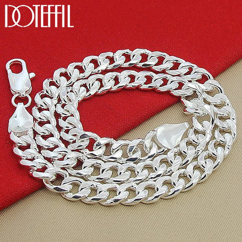 

DOTEFFIL 925 Sterling Silver 10MM 22-Inch Men Necklace Side Chain Atmospheric Jewelry Statement Necklace