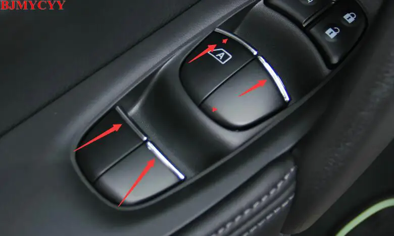 Автомобильный Стайлинг BJMYCYY наклейка на кнопку окна для Nissan Qashqai/X Trail Teana/ Sylphy/Rogue
