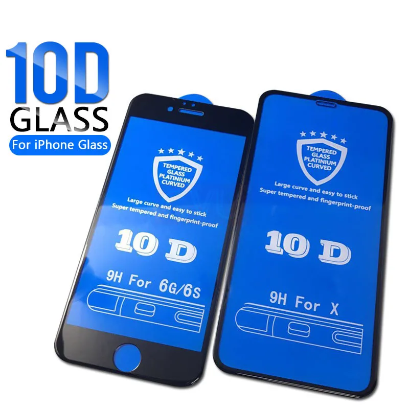 200 шт. 10D полное клеевое защитное закаленное стекло для iPhone 11 Pro Max 8 7 6 6s Plus X XS XR