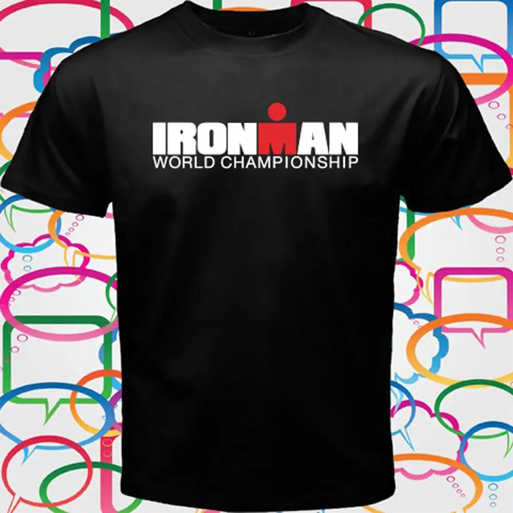 Триатлон Ironman чемпионат мира Мужская Черная Футболка размер S до 3XL| |