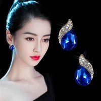 s925 silver needle vintage water crystal stud earrings for women classic brand rhinestone earring party jewelry