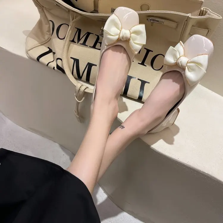 

Small single shoe women for summer 2021 new fairy style bow chunky pumps women