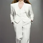 Костюм женский из двух предметов, блейзер, брюки и жилет, белый спортивный костюм, комплект с блейзером, лето