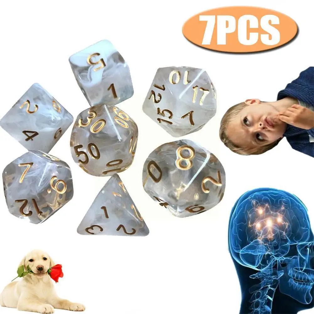 

7pcs/set Two-color Transparent Multi-faceted Dice Geometric Shape For Board Game S8N5
