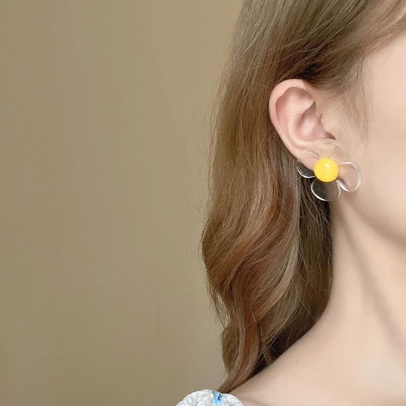 

Mihan Fashion Jewelry Flower Earrings 2021 New Design Sweet Korean Temperament Resin Stud Earrings For Girl Lady Gifts
