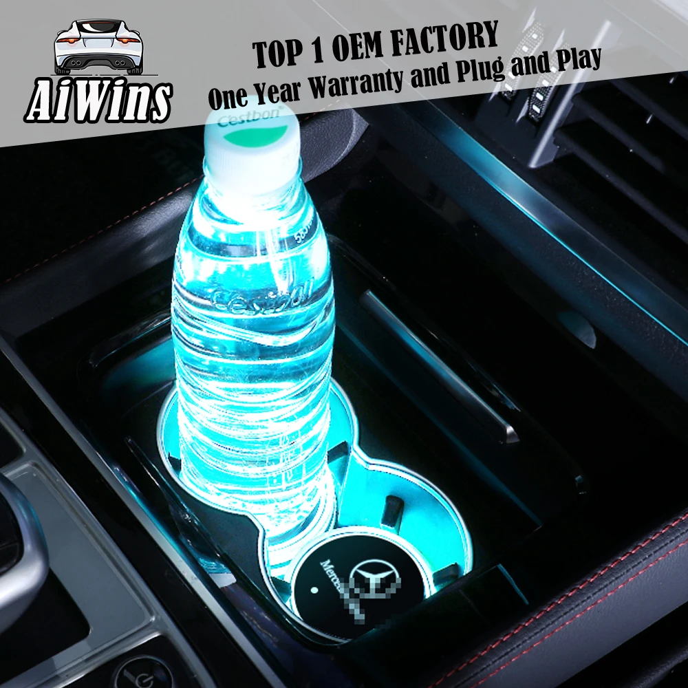Aiwins автомобильный светящийся коврик для посуды для Mercedes-Benz Полная серия автомобильный светящийся Логотип Аксессуары Atmospherelight