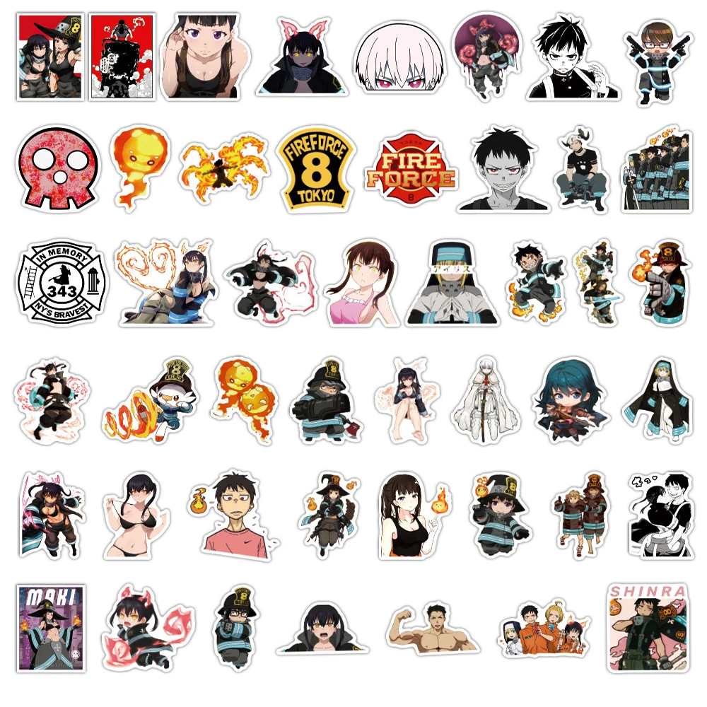 103050100pcs fire force anime stickers diy laptop fridge guitar luggage skateboard phone car graffiti sticker decals kid toys free global shipping