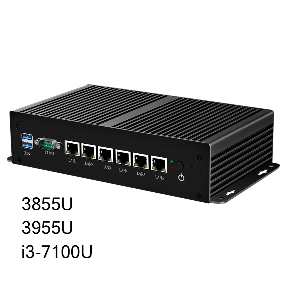 Billig XCY Mini PC Fanless Pfsense 6 LAN Gigabit Ethernet Intel 211AT Core I3 7100U Linux Windows 10 7 Router Firewall Computer Minipc