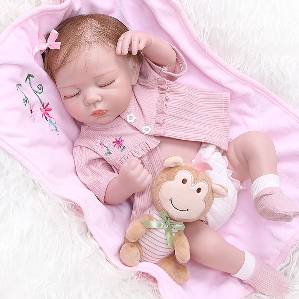 49 см полная силиконовая кукла новорожденный как настоящий bebes reborn Soft Sleeping Girls