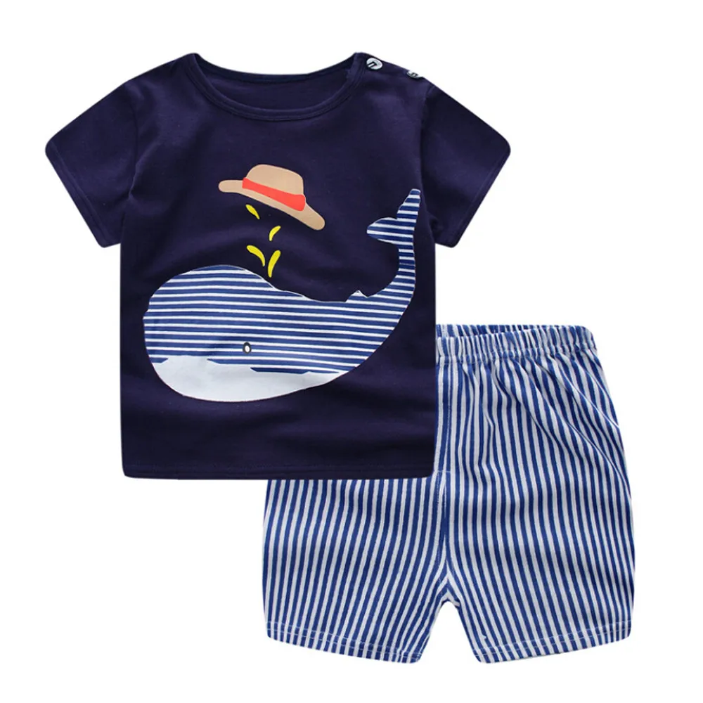 Baby Boys Girls Short Sleeve Cartoon Tops Shirt Pants Outfits Set Casual | Детская одежда и обувь