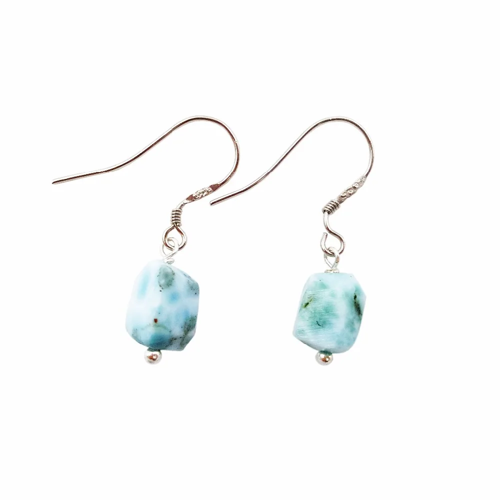 LiiJi уникальные серьги подвески из натурального камня с синим лиримаром в форме