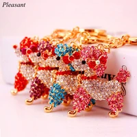 2021 fashion creative cute poodle keychain crystal puppy keychain female bag accessories metal pendant charm gift