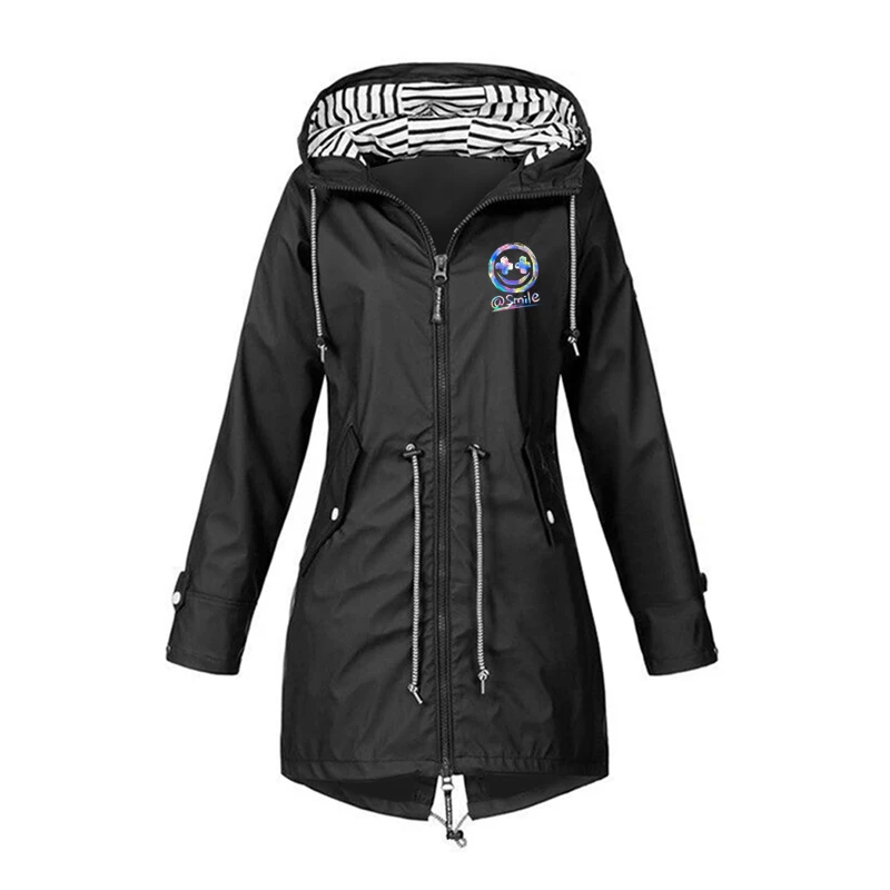

Autumn And Winter New Cheap Women's Fashion Jacket Waterproof Jacket Outdoor Mountaineering Hoodie Windbreaker Long Raincoat