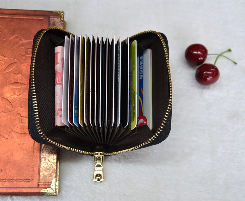 

Organ card holder hot sale leather card holder zipper card holder women coin purse 15 card slots factory wholesale