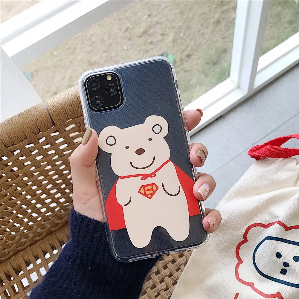 Funny Couple Spaceship Rocket Bunny Superman Phone Case For iPhone 11 Pro Xs MAX XR X 7 8 Plus SE 2 Clear Soft TPU Back Cover |
