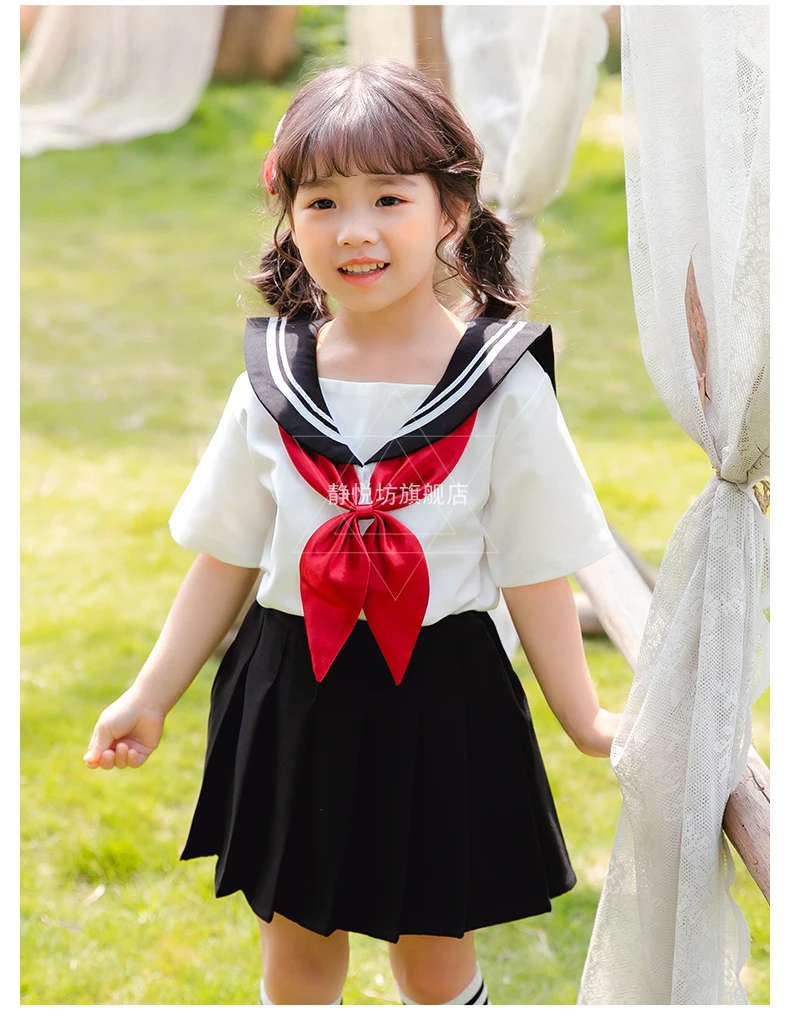 

Детский костюм принцессы сладкой Лолиты, кофта и юбка в стиле ретро Сейлор jk, Униформа, стильный Детский костюм, кавайная Лолита, лоли, cos