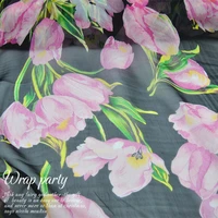 silk georgette chiffon fabric dress large and wide black tulip thin skirt shirt diy patchwork tissue