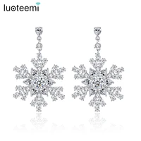 luoteemi luxury snowflake drop earrings for women wedding engagement party fashion jewelry boucles d oreille femme bijoux gifts