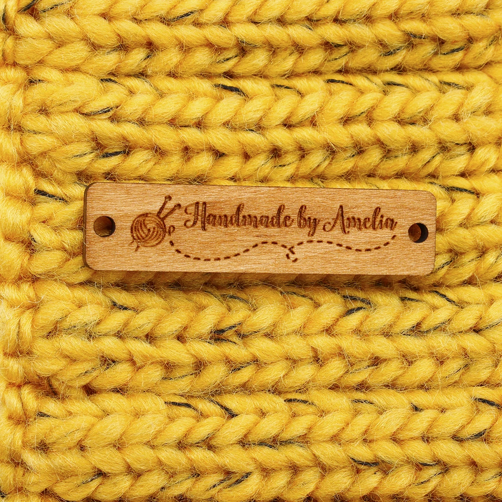 

Wooden Labels, Custom Text, Knit Tags, Logo or Text, Custom Engraving Labels, Business Name (WD3132)