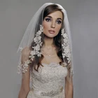 Винтажные белые цвета слоновой кости женские свадебные вуали жемчужные 2 слоя Фата невесты на гребне короткие свадебные аксессуары длиной до локтя