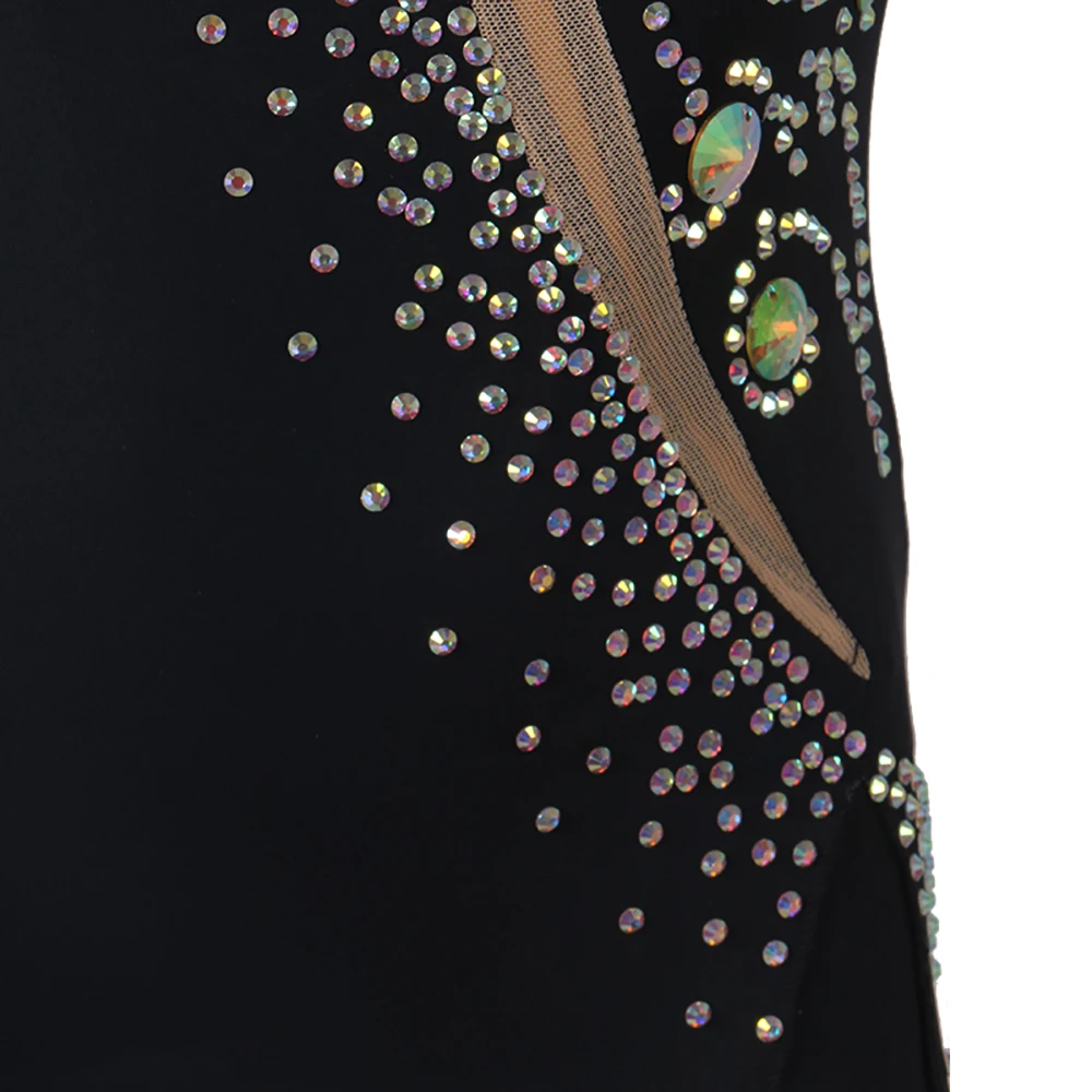 Платье для латинских танцев черное платье соревнований с красным горячим