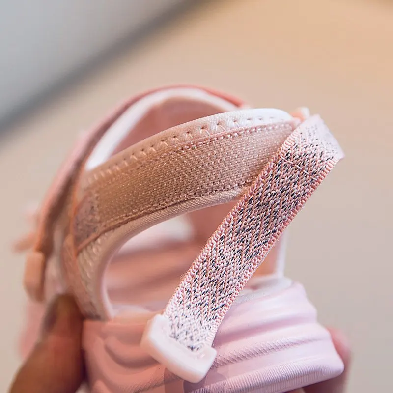 Сандалии Детские сетчатые с цветочным рисунком мягкие босоножки на липучке